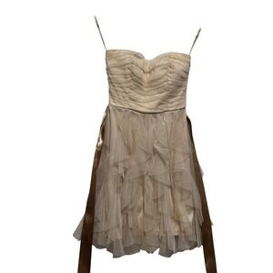 Juniors Strapless Fairy Dress 1 Champagne Glitter Tulle Ruffle Coquette Ethereal